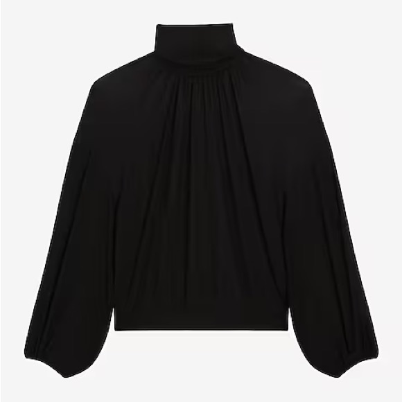 NWOT Express Mesh Gathered Mock Neck Blouson Sleeve Top - Picture 4 of 6